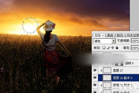 Photoshop为草原上的人物加上昏暗的暖色逆光效果教程37