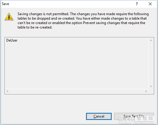 SQL Server阻止保存修改表结构的解决方法1