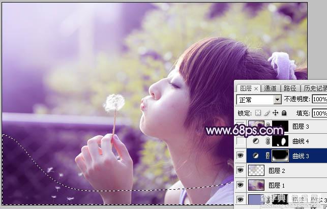 Photoshop调出梦幻浪漫的蓝紫色外景美女图片33