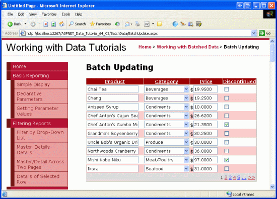 在ASP.NET 2.0中操作数据之六十二：GridView批量更新数据13