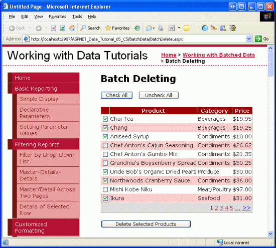 在ASP.NET 2.0中操作数据之六十三：GridView实现批量删除数据1