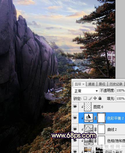 Photoshop使用渲染工具将风景图片增加大气的霞光色27