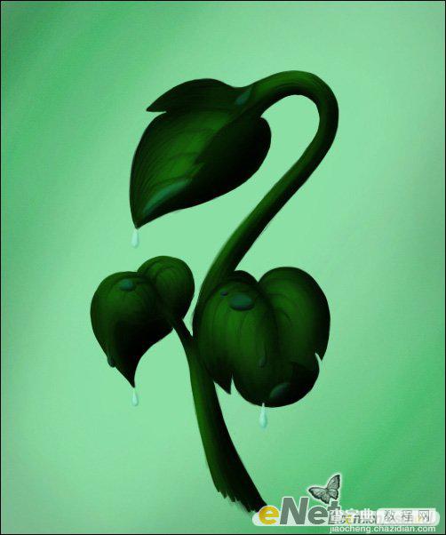 Photoshop手绘制青翠欲滴的绿色植物15