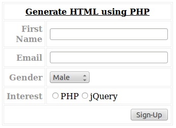 PHP使用DOMDocument类生成HTML实例（包含常见标签元素）1