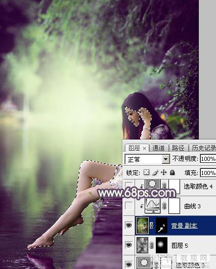 Photoshop使用调色与渲染工具打造出梦幻的绿紫色水景人物图片28