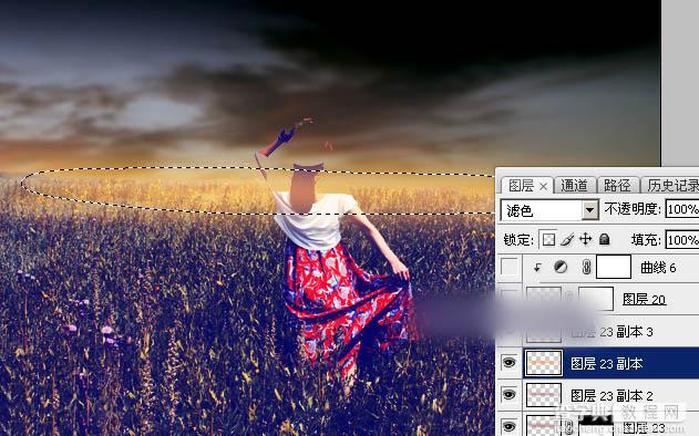 Photoshop调出偏暖的蓝褐色草原人物图片教程43