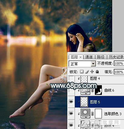 Photoshop将水景人物图片打造高对比的暗调黄褐色效果44