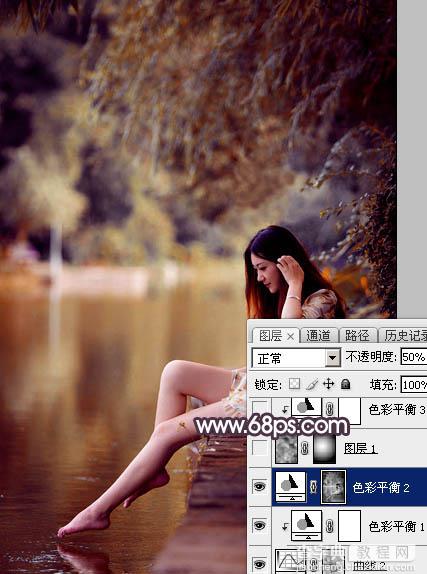 Photoshop为水景美女图片打造出高对比的暖色特效28