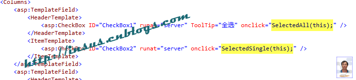 Gridview使用CheckBox全选与单选采用js实现同时高亮显示选择行2