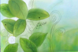 结合数位板鼠绘漂亮的绿色卡通插画4