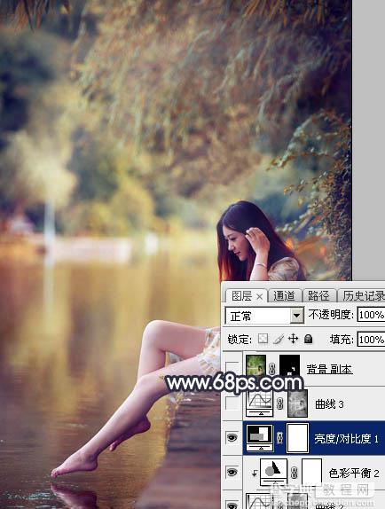 Photoshop为水景人物图片打造艳丽的秋季暖色特效34