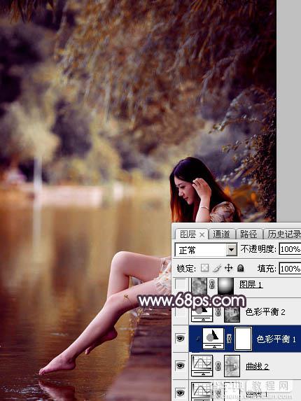 Photoshop为水景美女图片打造出高对比的暖色特效25