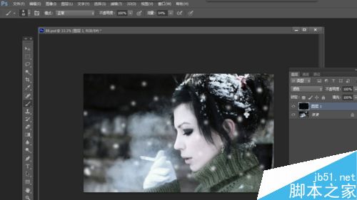 Photoshop在图片上添加逼真的雪花9