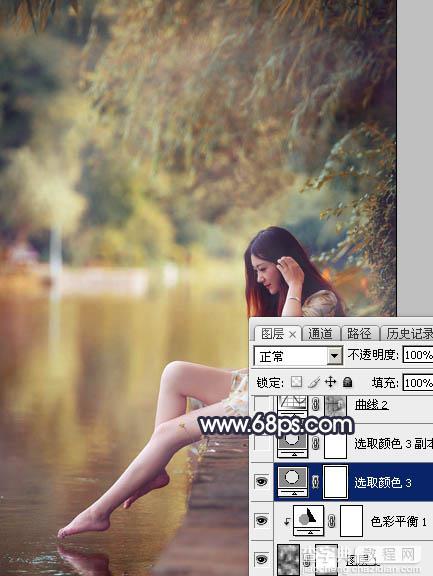 Photoshop为水景人物图片打造艳丽的秋季暖色特效25