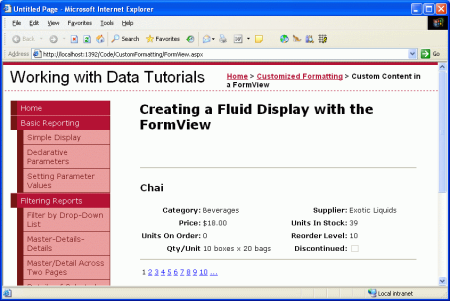 在ASP.NET 2.0中操作数据之十四：使用FormView 的模板1