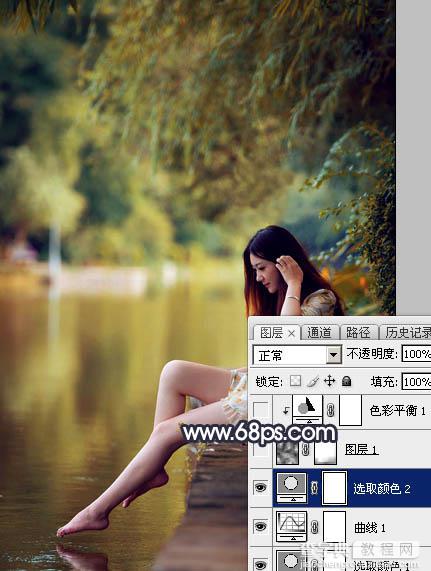 Photoshop为水景人物图片打造艳丽的秋季暖色特效17