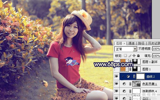 Photoshop调出秋季阳光色外景人物图片24