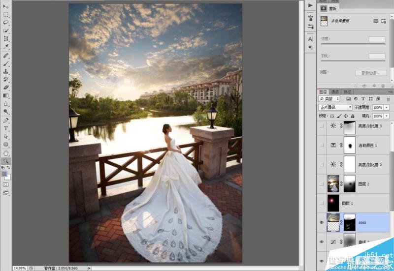Photoshop给婚纱外景照片调出唯美大气的夕阳景色效果7