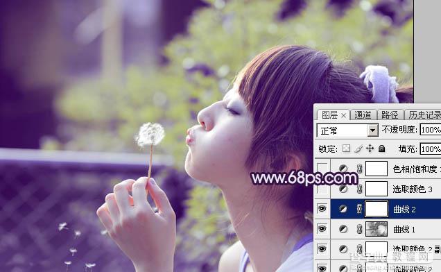 Photoshop调出梦幻浪漫的蓝紫色外景美女图片12