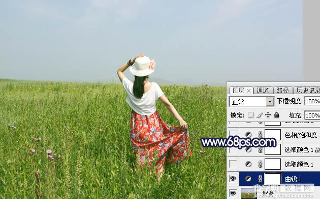 Photoshop将草原人物图片增加大气的霞光效果4