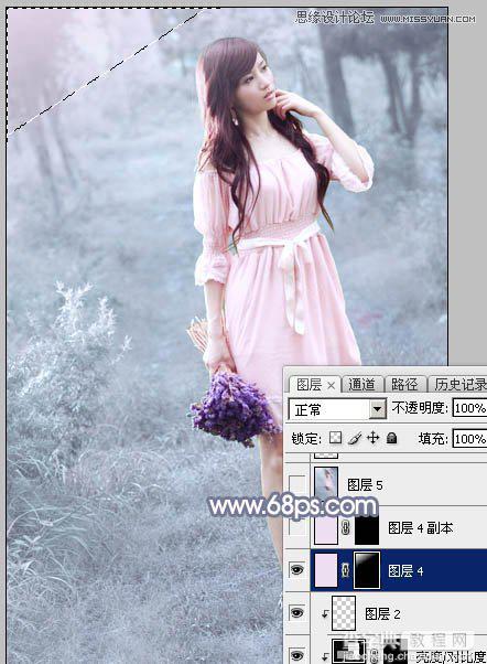 Photoshop制作外景美女的唯美紫色效果28