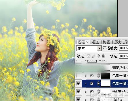 Photoshop调出甜美的淡绿色油菜花人物图片教程34