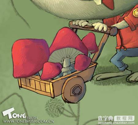 photoshop 鼠绘卡通在森林里采蘑菇的小兔子10
