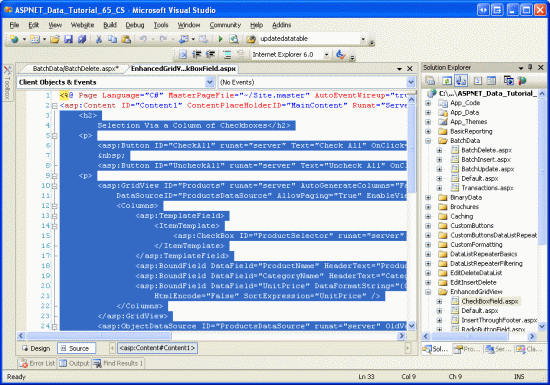 在ASP.NET 2.0中操作数据之六十三：GridView实现批量删除数据2