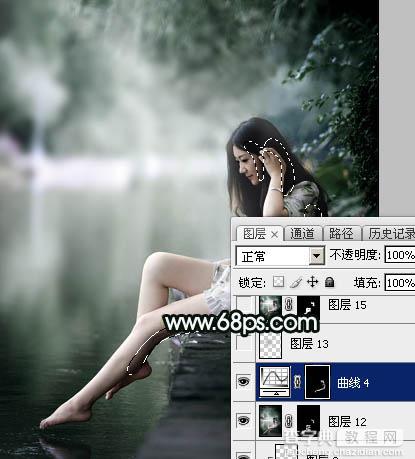 Photoshop调制出柔美的古典暗绿色水景人物图片40