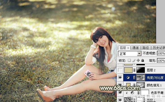 Photoshop将草地美女图片打造出唯美的阳光褐色27