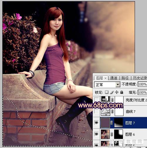 Photoshop为景区美女更换衣服颜色增加昏暗的高对比晨曦色41