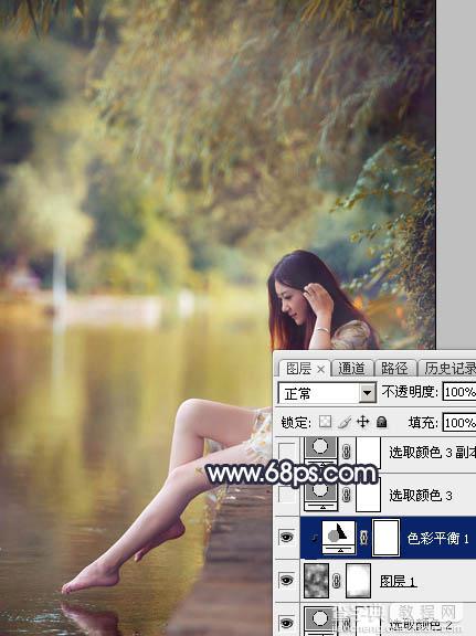 Photoshop为水景人物图片打造艳丽的秋季暖色特效21