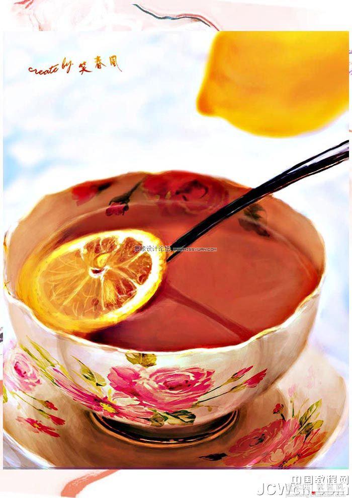 Photoshop鼠绘水彩效果的柠檬茶1