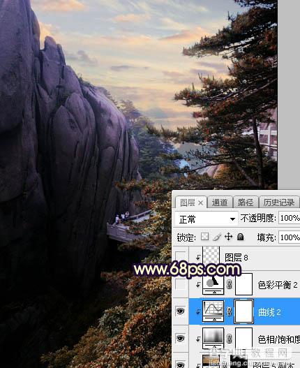 Photoshop使用渲染工具将风景图片增加大气的霞光色25