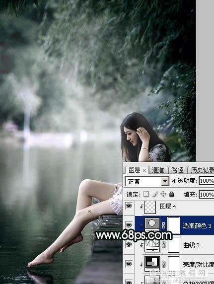 Photoshop调制出柔美的古典暗绿色水景人物图片31