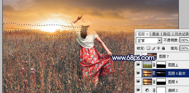 Photoshop将草原人物图片增加大气的霞光效果25