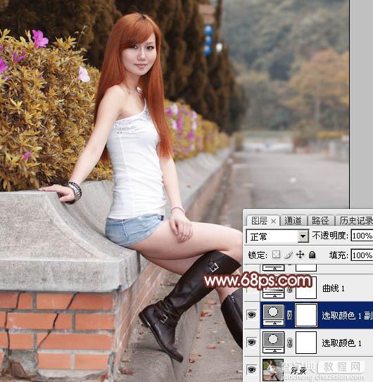 Photoshop将景区的美女调制出唯美的阳光暖色6