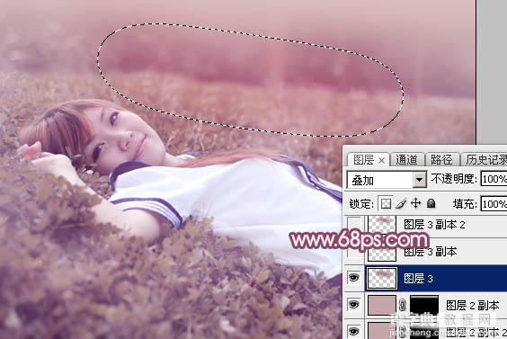 Photoshop调出梦幻的粉红色草地上的人物图片16