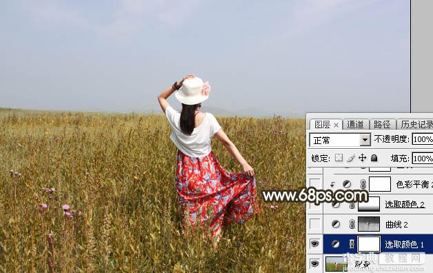 Photoshop调制出秋季冷褐色草原人物图片5