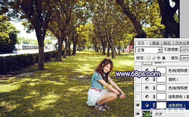 Photoshop将树荫下的美女调制出秋季阳光色效果6