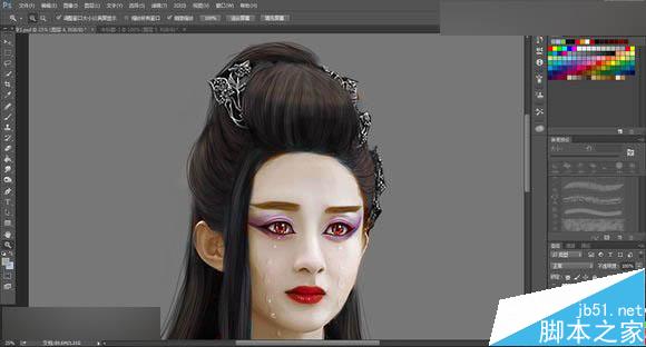Photoshop把花千骨照片转唯美的流泪手绘效果24