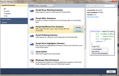 Visual Studio 2010 前端开发工具/扩展/插件推荐2