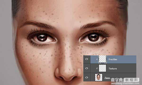 Photoshop给光滑的人物面部添加雀斑、皱纹及伤疤效果12