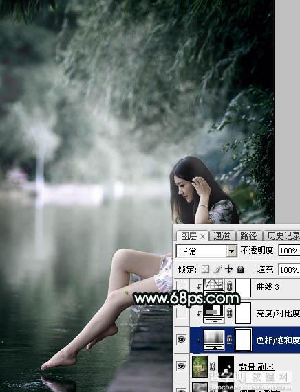 Photoshop调制出柔美的古典暗绿色水景人物图片24