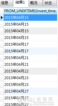 MySQL中日期和时间戳互相转换的函数和方法1