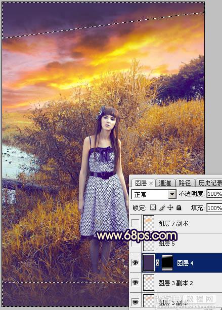 Photoshop调制出唯美的霞光效果荒野人物图片39