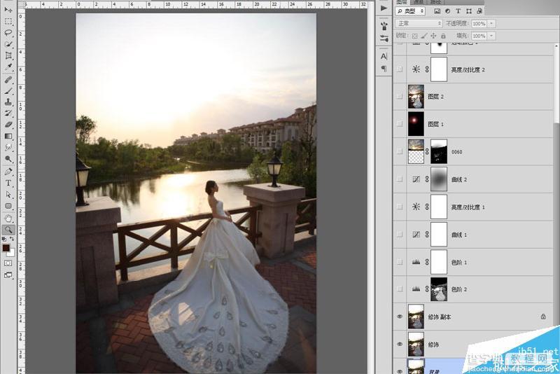 Photoshop给婚纱外景照片调出唯美大气的夕阳景色效果4