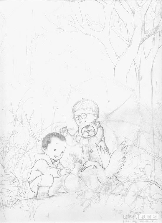 photoshop鼠绘精细的玩雪人的儿童插画4