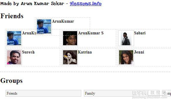 PHP实现Google plus的好友拖拽分组效果1