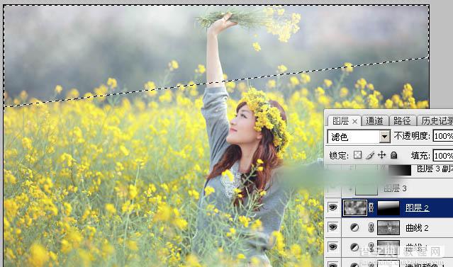 Photoshop调出甜美的淡绿色油菜花人物图片教程17